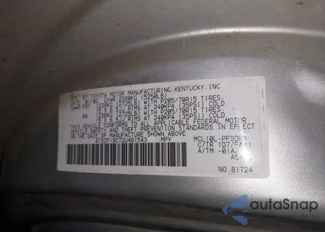 2002 Toyota Sienna Ce z USA, uszkodzony, nr VIN 4T3ZF19C72U461543